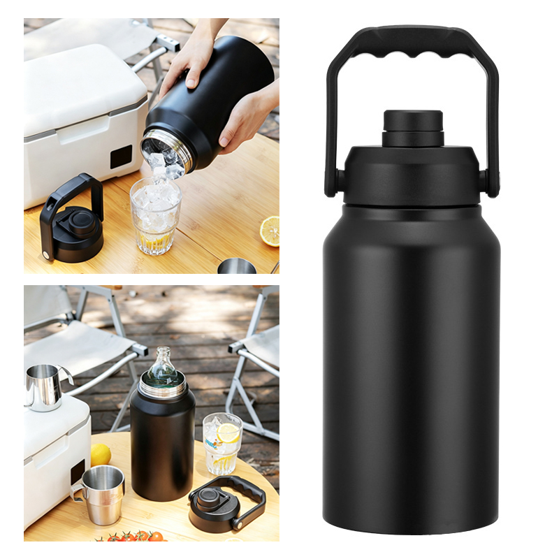Sports Water Bottle Insulated - 뚜껑 손잡이가 있는 보온 물병, 넓은