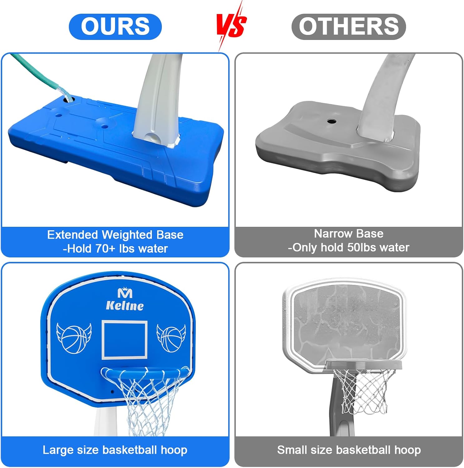 확장된 견고한 베이스가 있는 대형 수영장 농구대, 수영 - Basketball Hoop 리뷰 및 가격