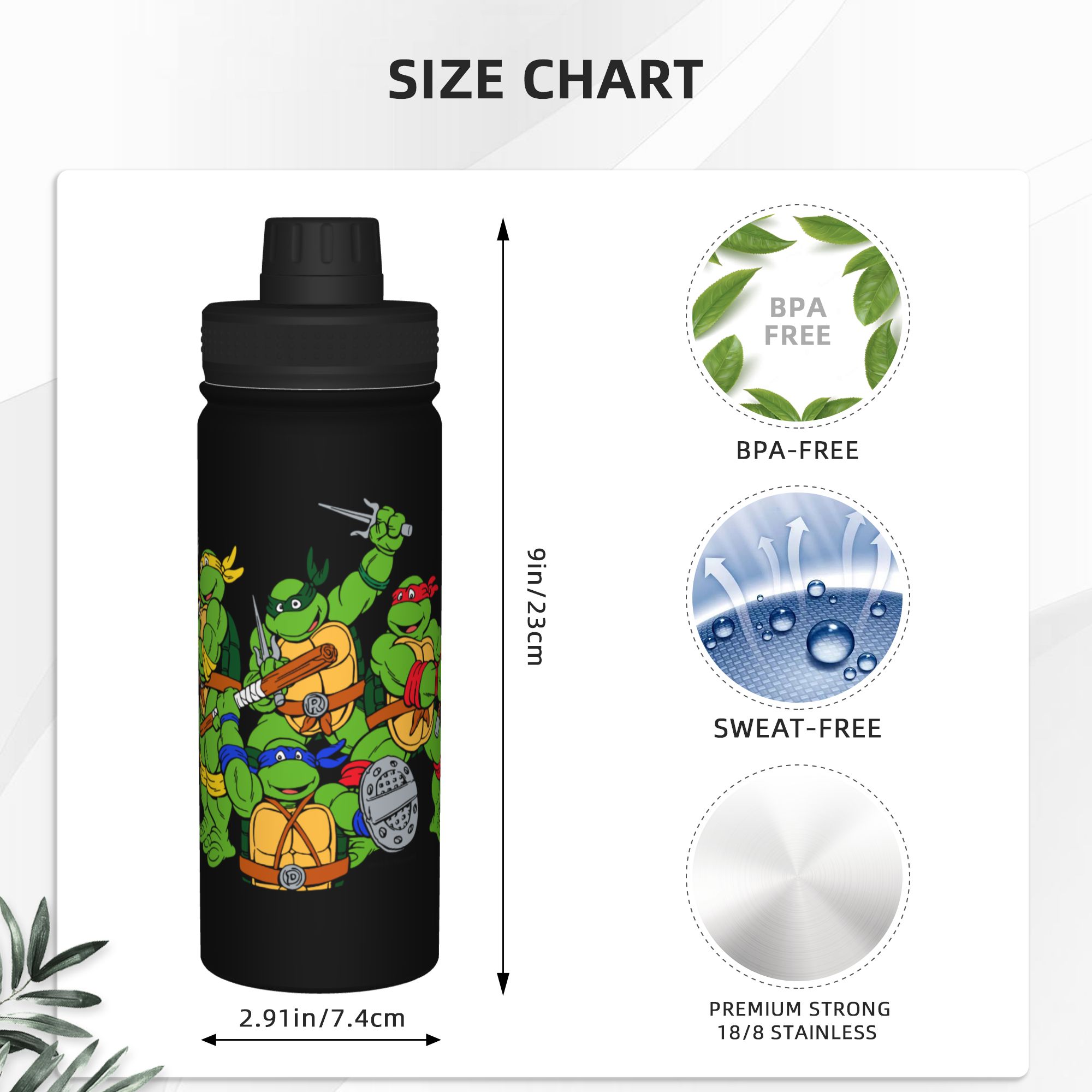 카툰 닌자 터틀 18온스 스포츠 보온 주전자 커피컵 스 - Sports Water Bottle Insulated 리뷰 및 가격