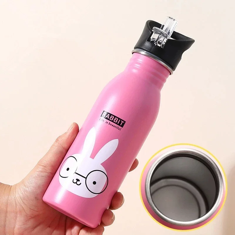 500ML 스테인리스 스틸 물병 빨대 포함 귀여운 물병 - Sports Equipment 5 Years Old 리뷰 및 가격