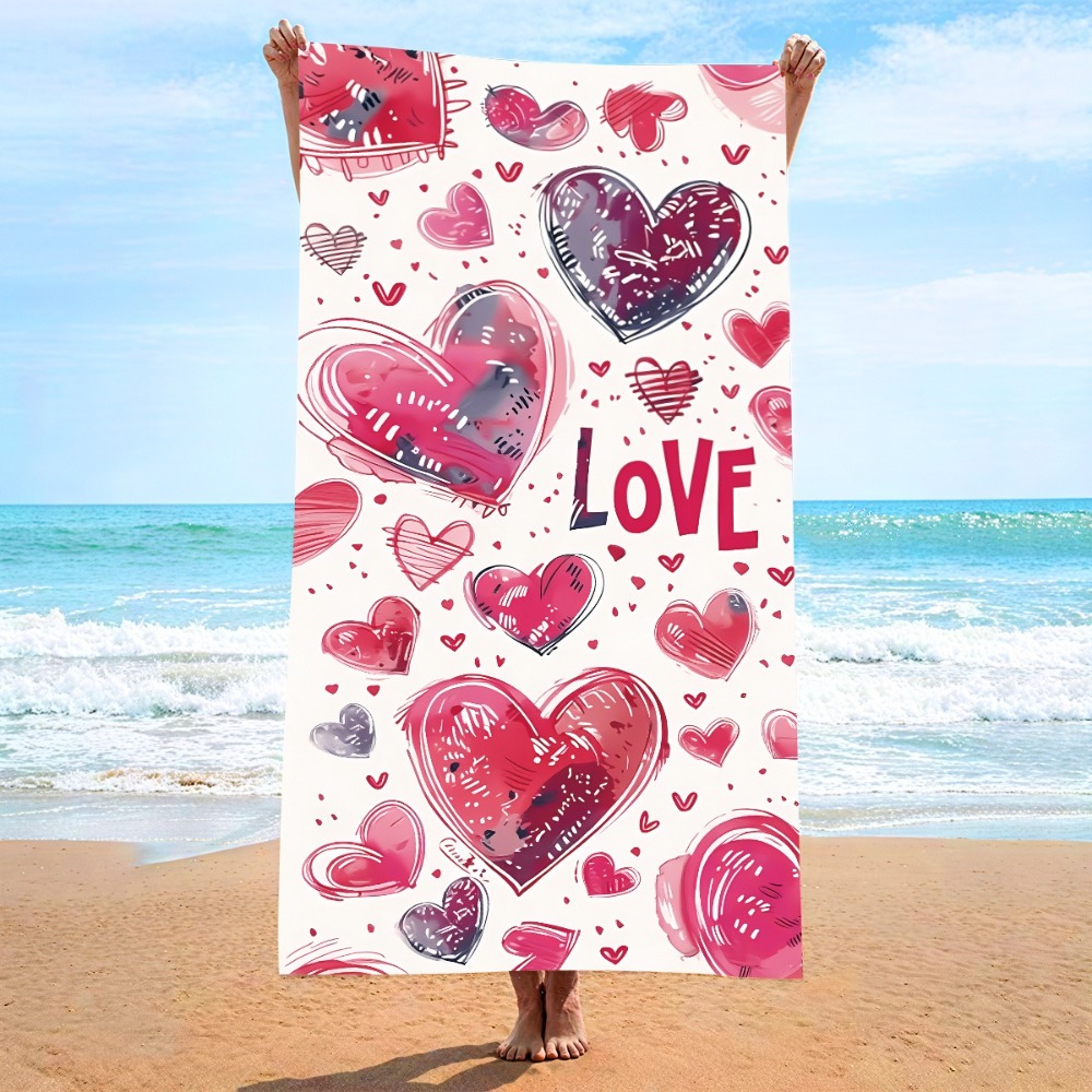 하트 심볼 목욕 타월 27x55인치 비치 타월 마이크로 - Yoga Mat 리뷰 및 가격